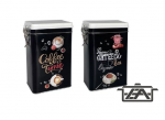 Fém doboz csatos fedővel Kávé minta 12*7,5*19 cm 409257 Kifutó termék!