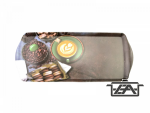 Tálca zserbós 37,5*16*2 cm  műanyag kávé + sütemény mintával M40341